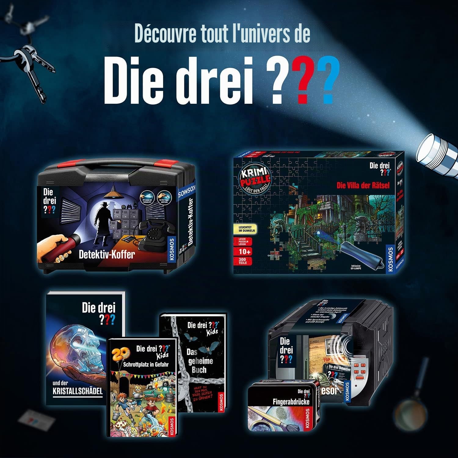 Detalle 2 de Die DREI ??? Kosmos Mini détecteur de métaux – Kit de détection pour enfants à partir de 8 ans