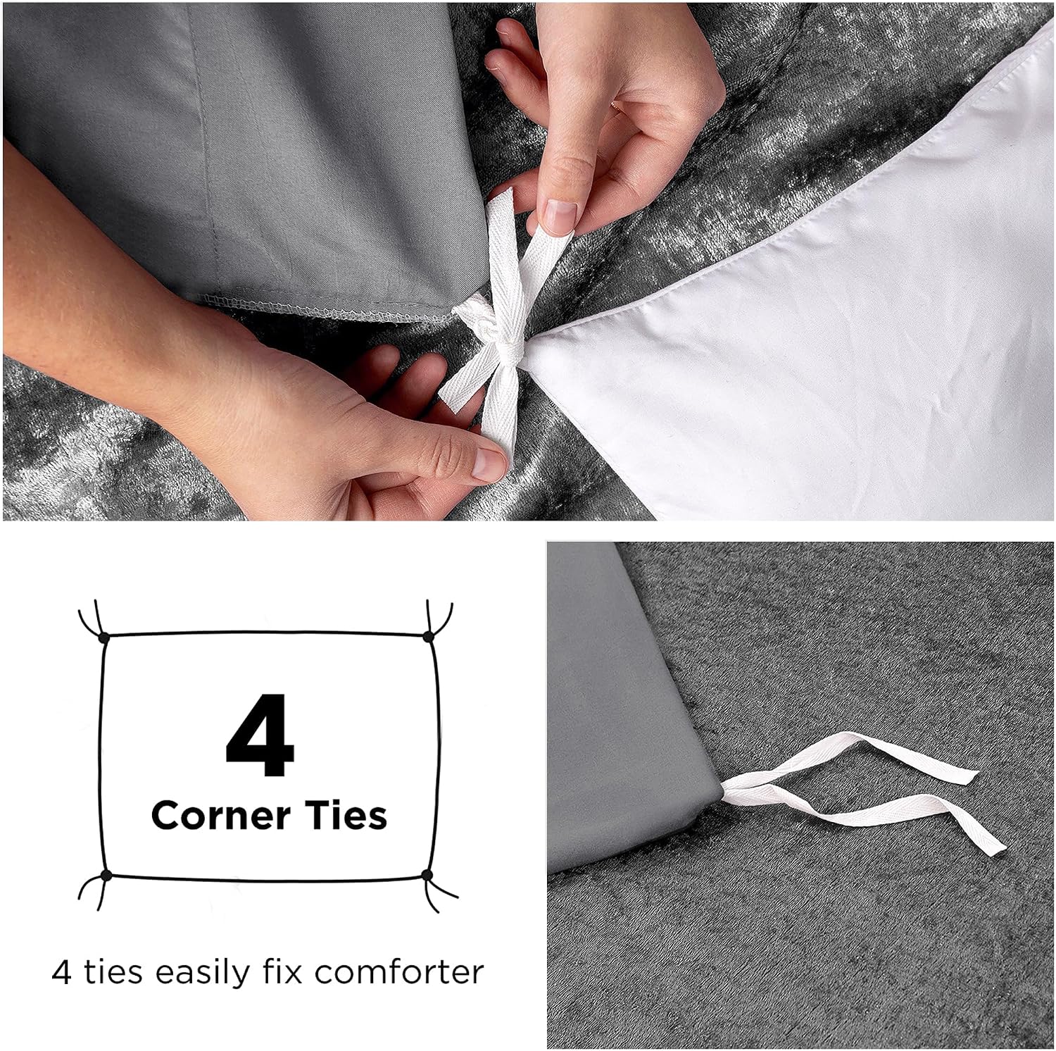 Detalle 2 de MOONLIGHT20015 double duvet cover set in grey with 2 pillowcases