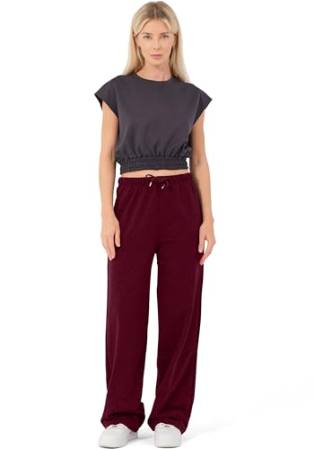 Detalle 2 de ROSS CAMP Damen-Jogginghose aus Baumwollmix mit weitem Bein und elastischem Bund