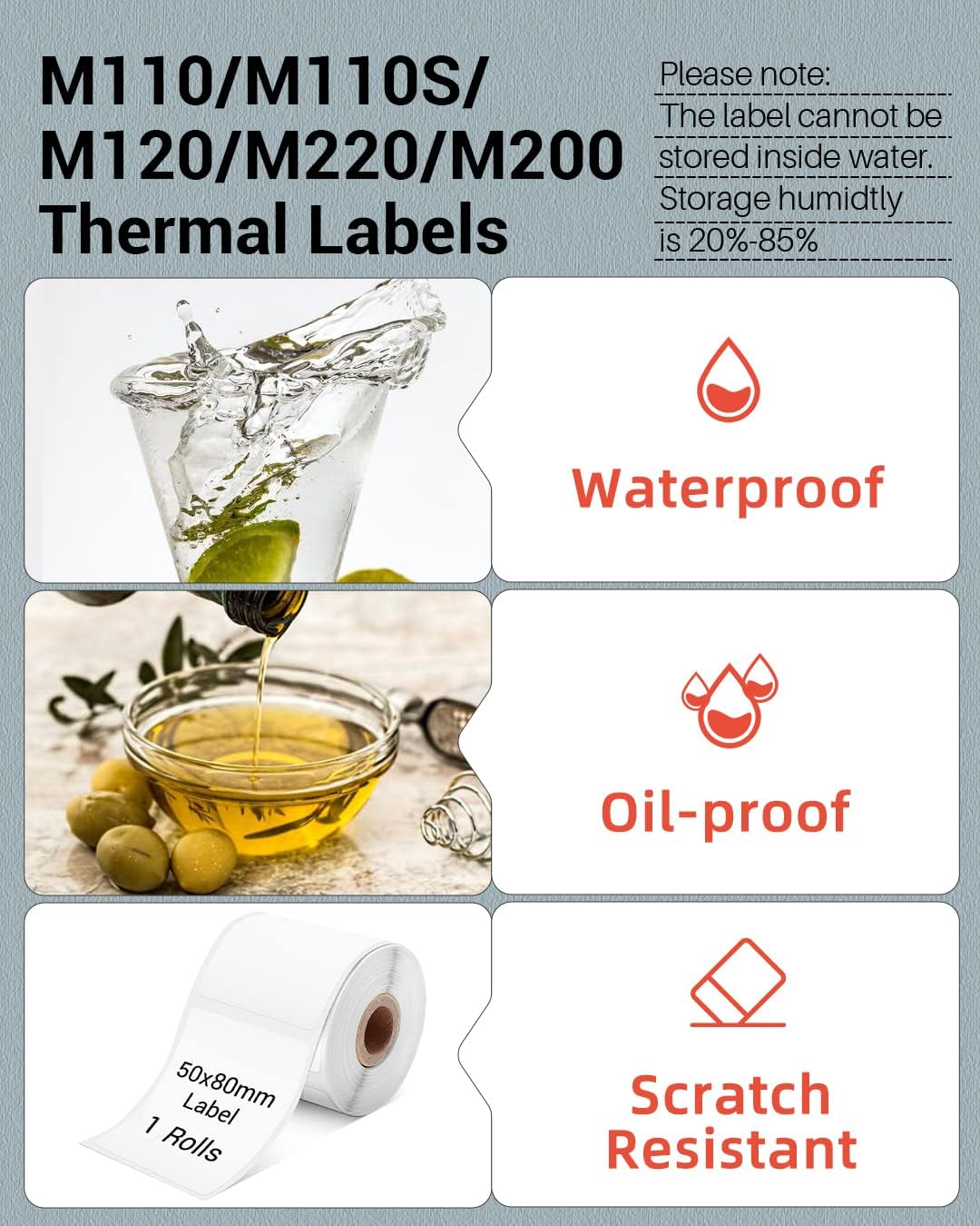 Thumbnail 5 de Phomemo PM-M110-5080 Thermal Labels, 50×80mm Water-Resistant White Stickers