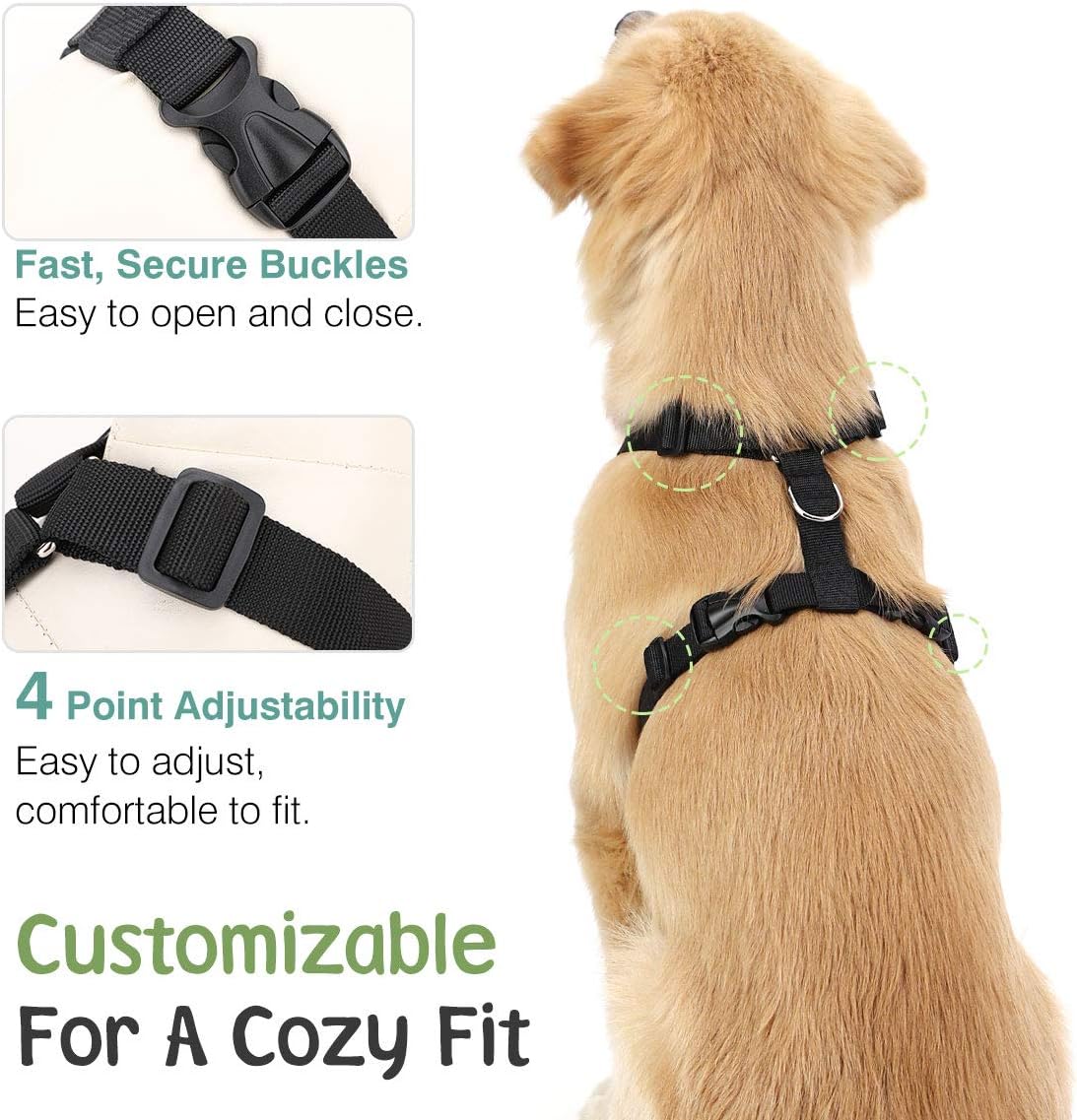 Thumbnail 4 de VavoPaw Dog Vehicle Safety Vest Harness, Size Large, Black