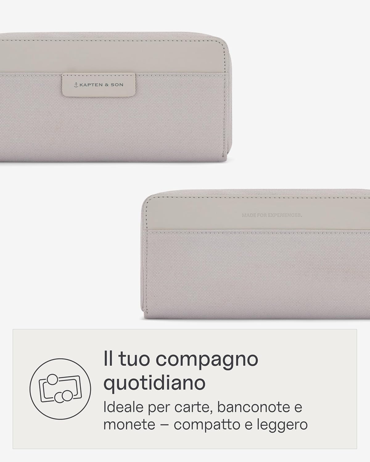 Detalle de Kapten & Son Bergen Pro Wallet Large Greige: Portafoglio donna grande moderno e organizzato