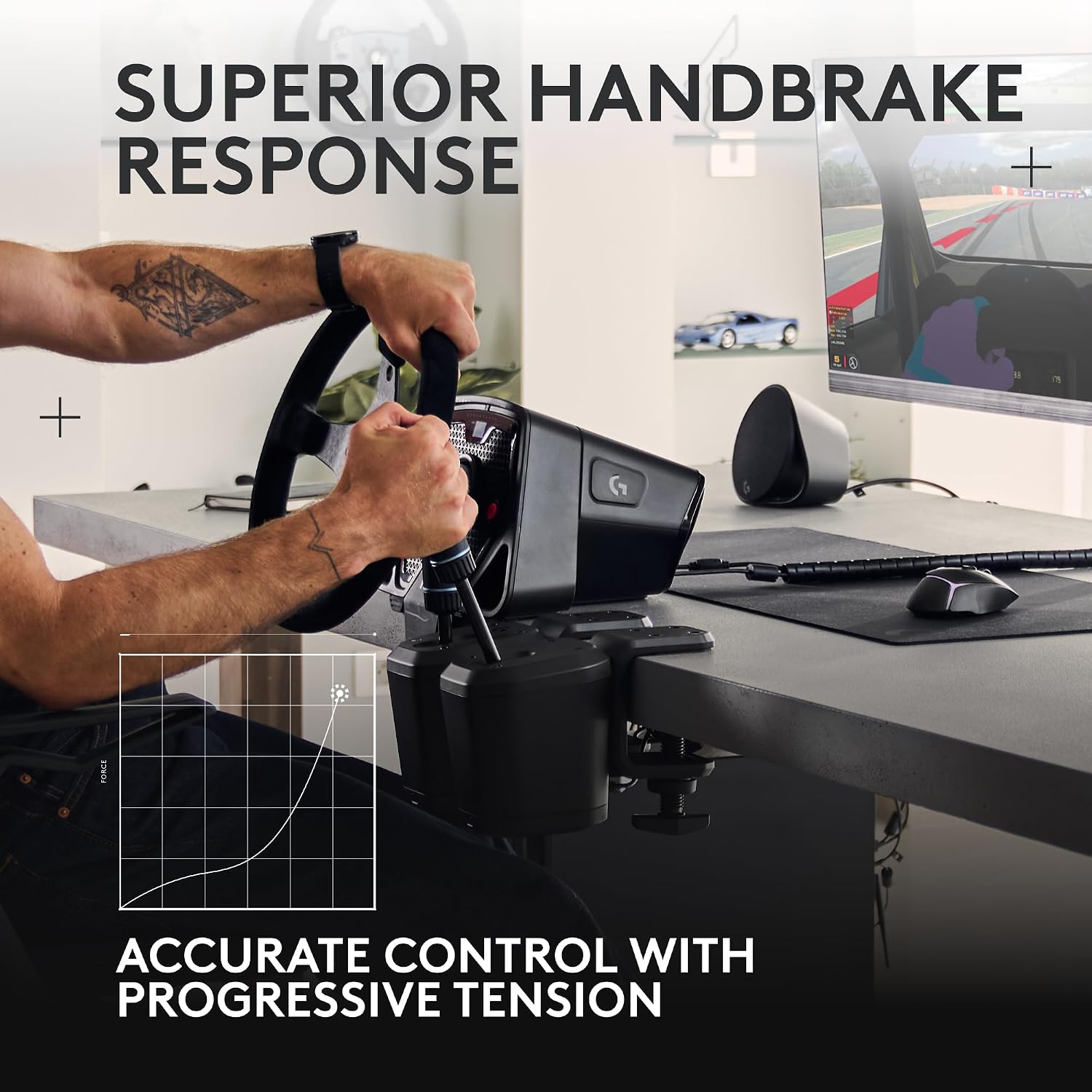 Detalle de Logitech G RS Shifter and Handbrake with Easy Mode-Switching: Height-Adjustable Handle for G and PRO Series Wheels