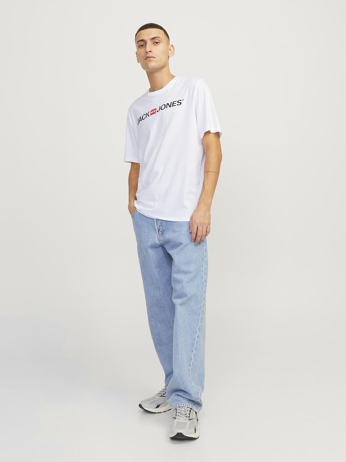 Detalle de JACK & JONES Herren T-Shirt Logo – Baumwolle, schlichtes Alltagsshirt
