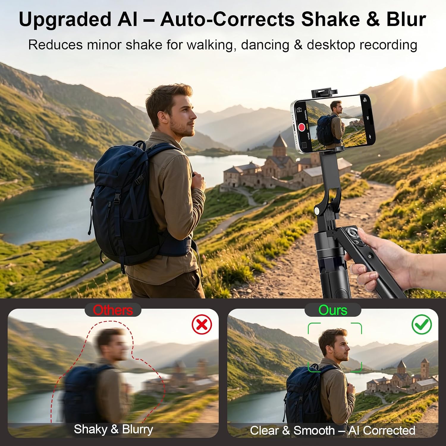 Thumbnail 4 de Tripod for iPhone with Light and Remote: 71" Auto Face Tracking Video Kit