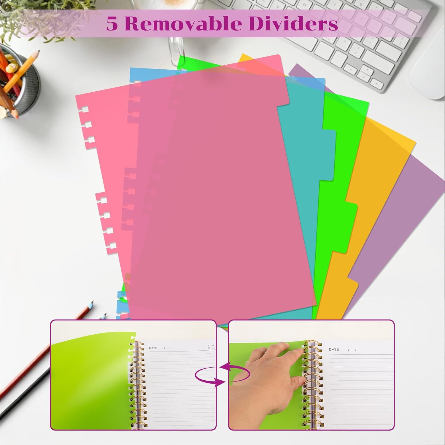 Thumbnail 2 de MOFELON A4 Notebook with 5 Dividers – Purple, 240 Pages, 100gsm, PVC Cover