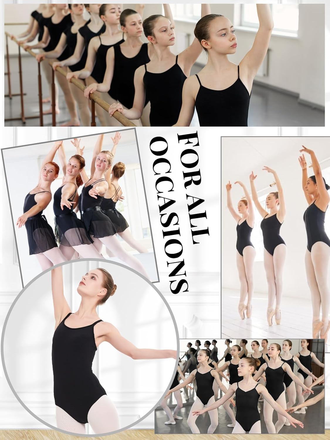 Detalle de Kefiyis Body Danza Classica Donna — Camisole Body Ginnastica Artistica Nero, Alta Elasticità