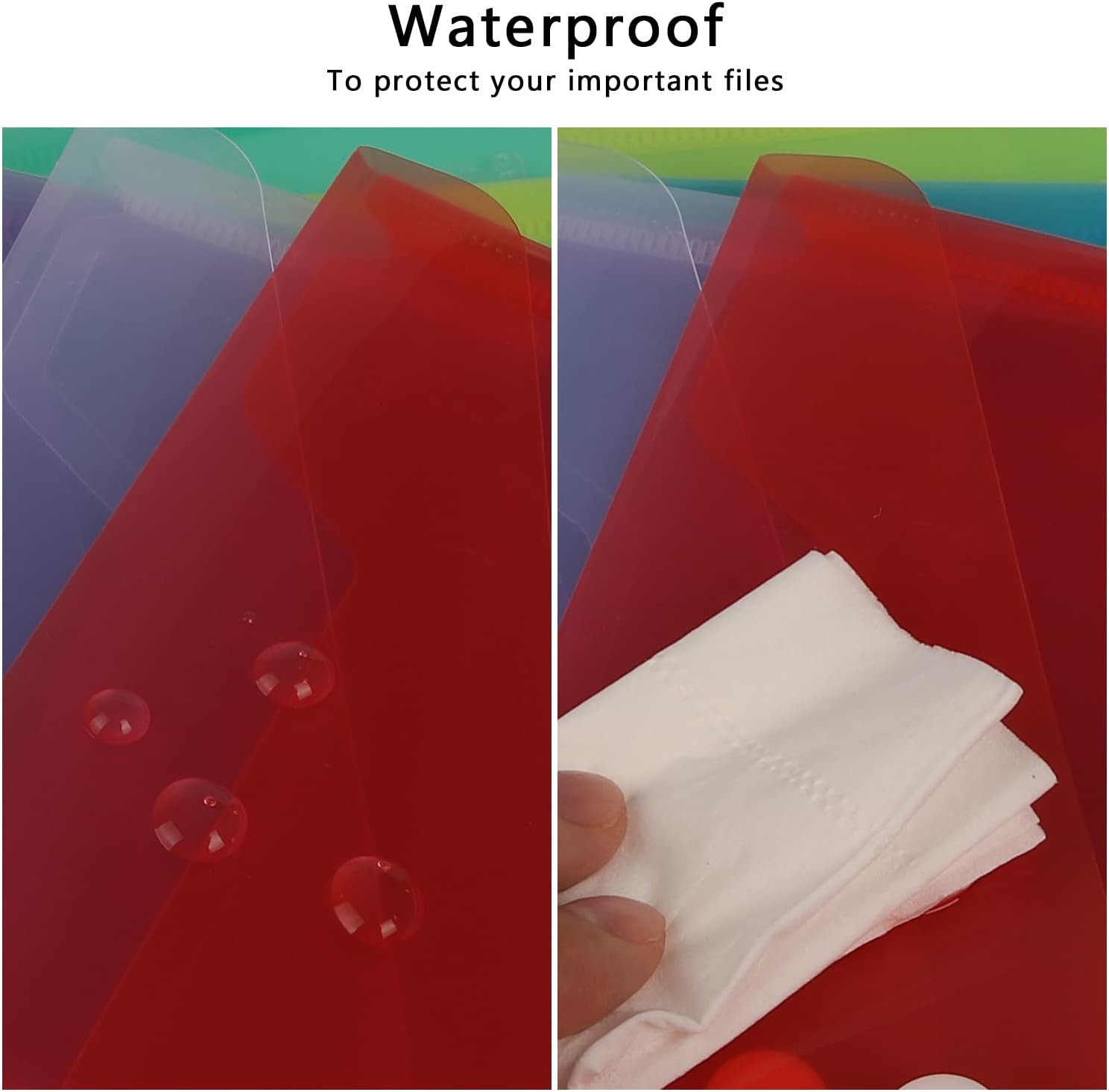 Detalle 2 de GoodtoU A5 Plastic Wallets 36 Pack with Popper – Assorted Colours (A5 folders for school & office)