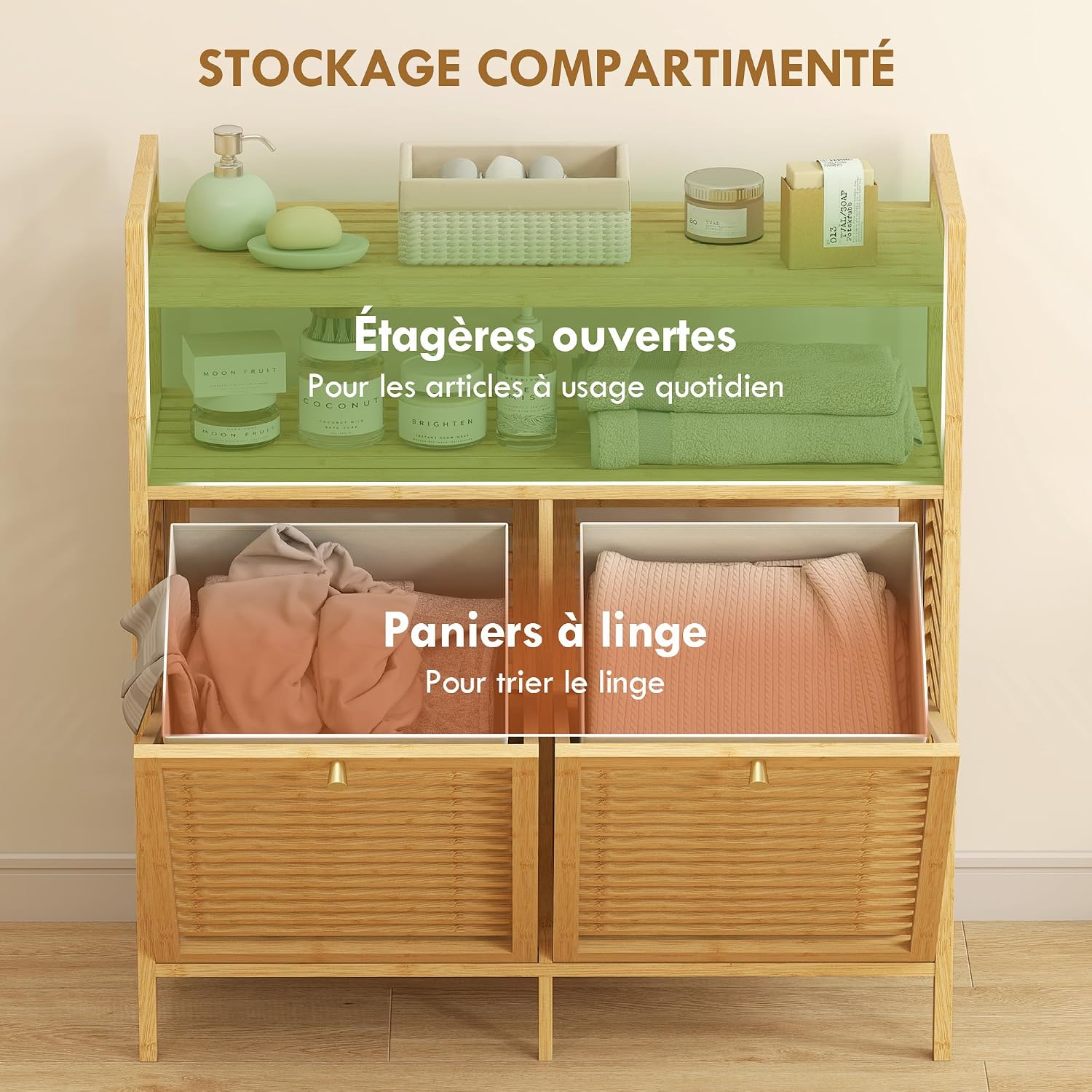 Thumbnail 3 de HOMCOM Meuble Salle de Bain Panier Linge