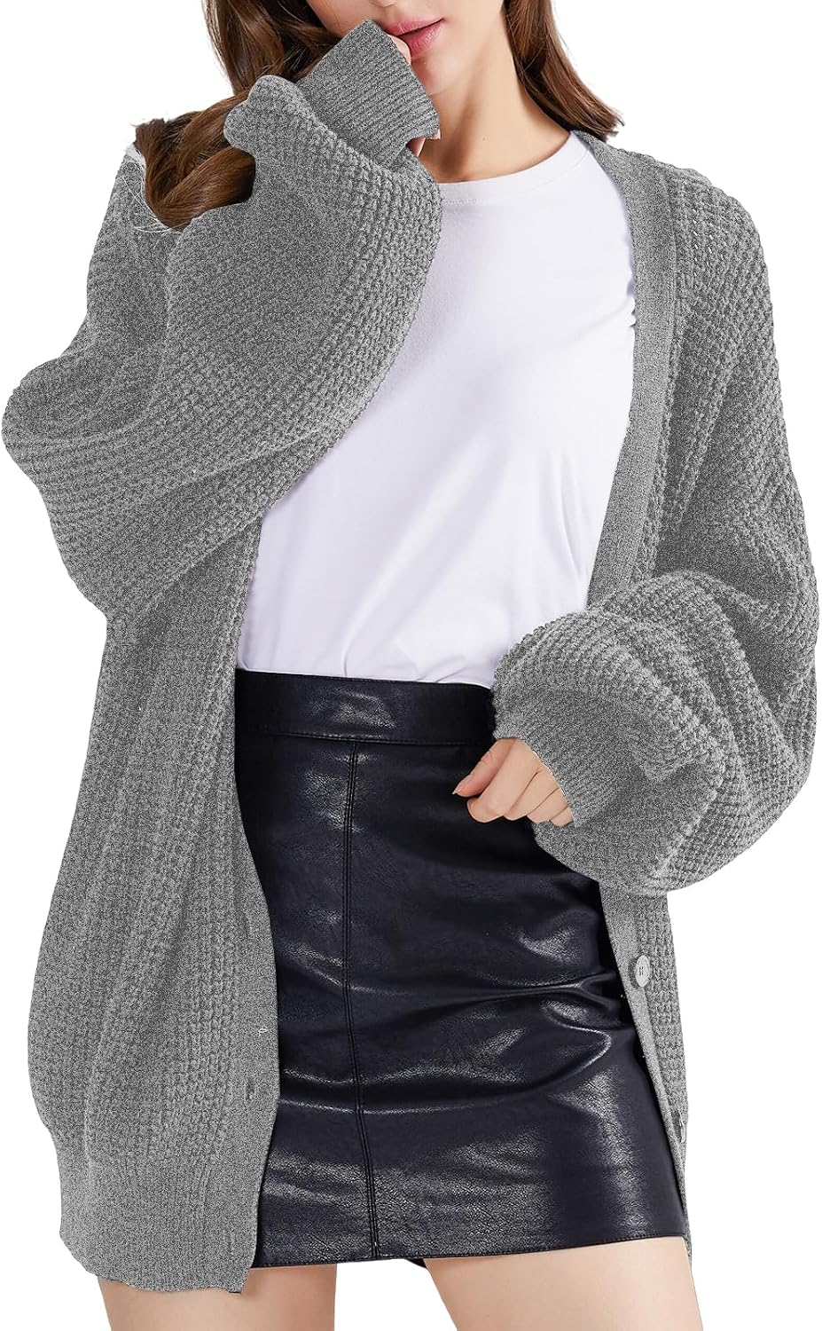 Detalle 2 de QUALFORT oversized cotton cardigan 100% cotton