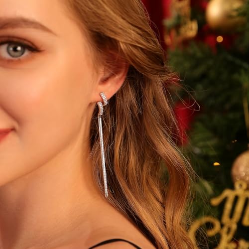 Detalle de Meissa boucles d’oreilles pendantes en argent 925 et zircone cubique