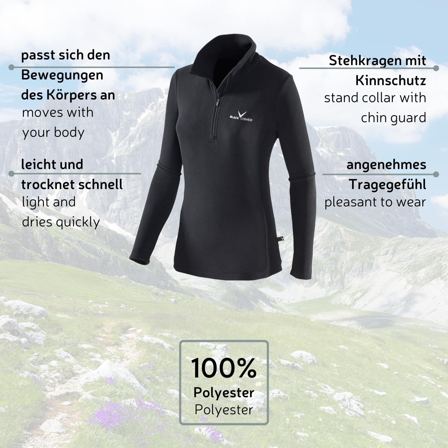 Detalle de Black Crevice Skirolli Donna, dolcevita sci