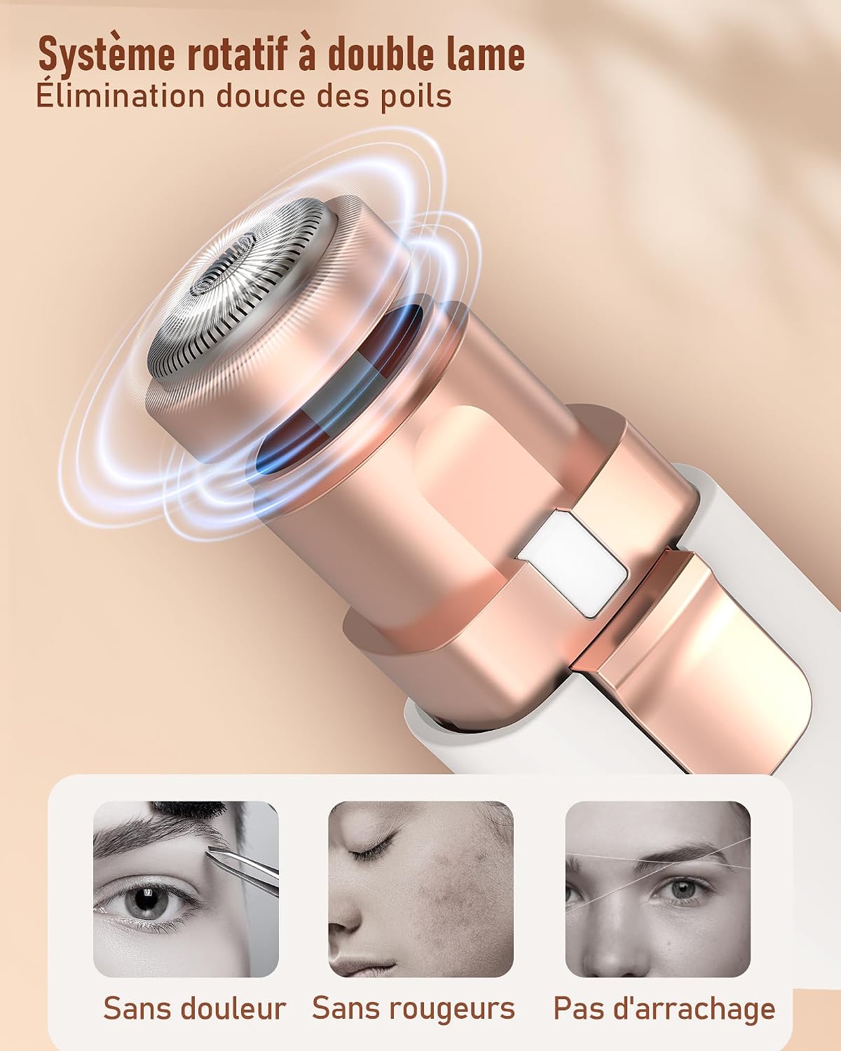 Thumbnail 4 de Tondeuse à sourcils & rasoir visage femme 2 en 1 rechargeable avec lumière LED