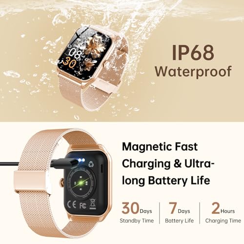Detalle 2 de Taopodo JX637 Damen-Smartwatch mit Telefonfunktion – 1,83" Touchscreen, 120+ Sportmodi, IP68, Roségold
