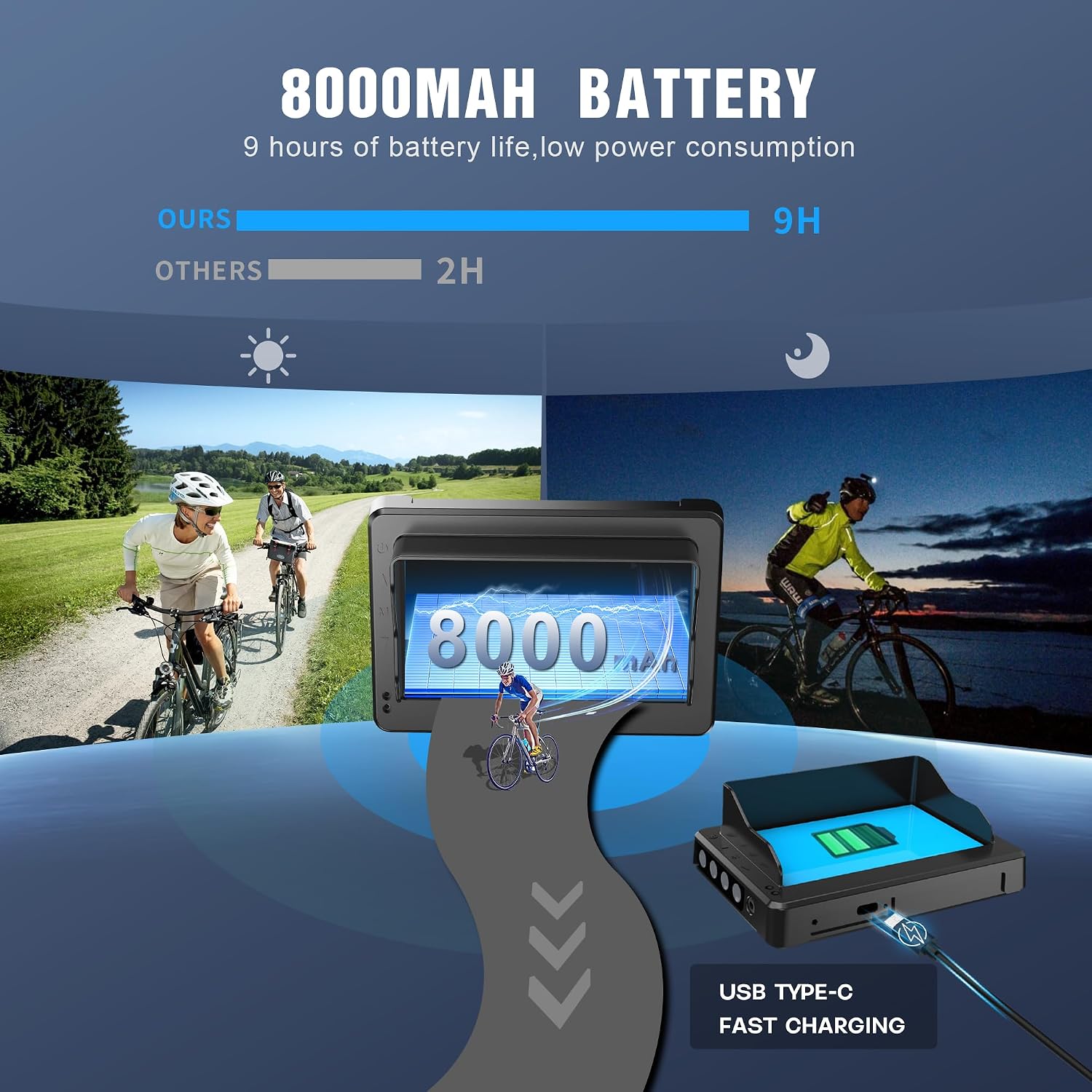 Thumbnail 3 de PARKVISION fiets-spiegelcamera met 4,3-inch 1080P-scherm, 120° zicht en accu