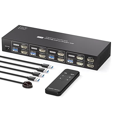 PVBCTCSID KVM Switch 4 PCs 2 Monitores HDMI 4K60Hz 🖥