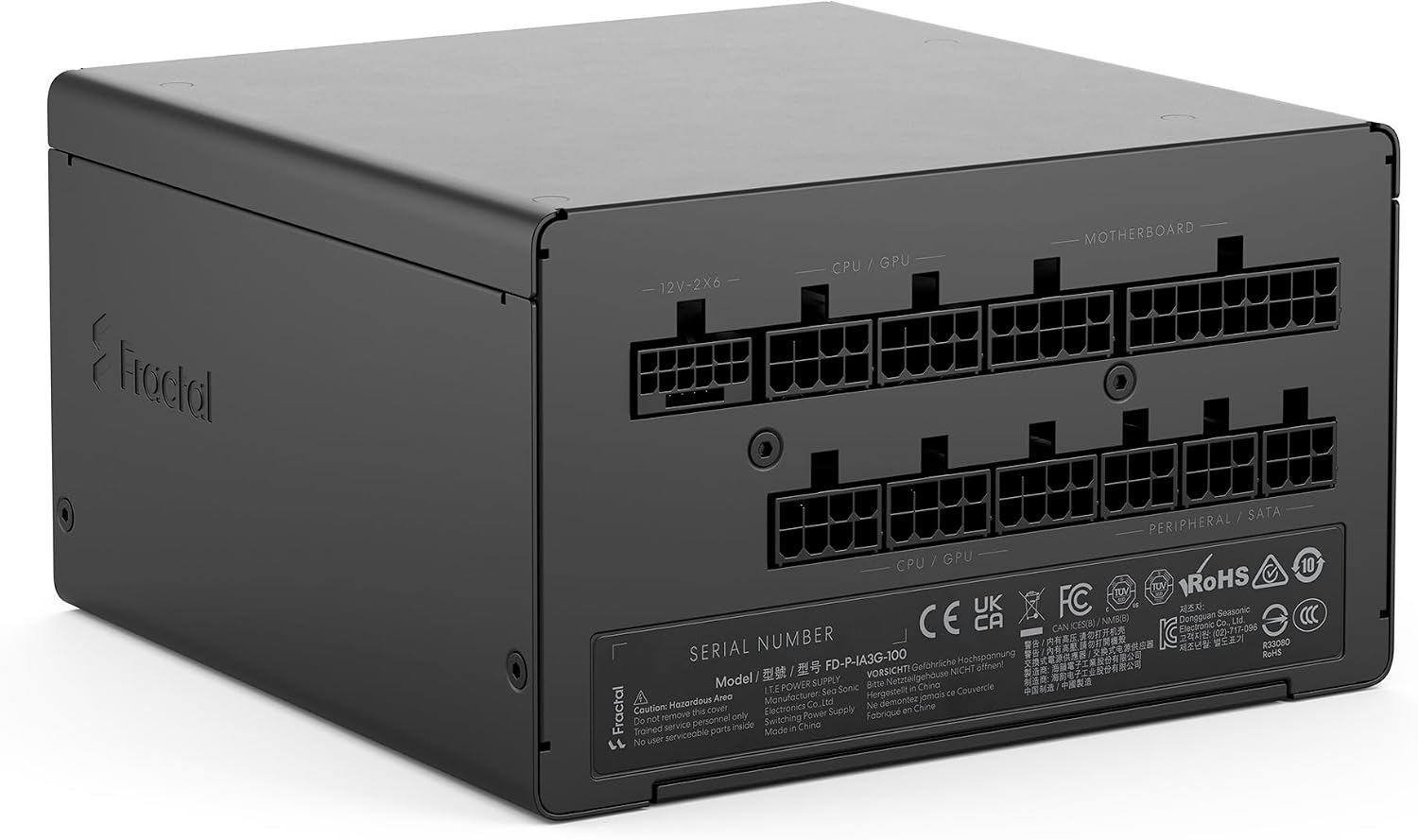 Detalle de Fractal Design Ion 3 nätaggregat, 1 000 W, 80 PLUS Gold och helmodulärt