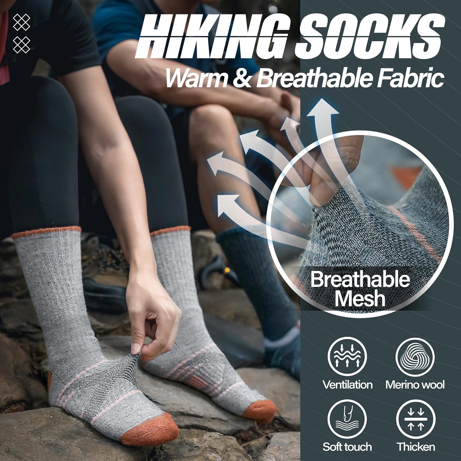 Thumbnail 6 de ANTSANG Merino Wool Walking & Hiking Socks (5-pack) – warm, cushioned moisture-wicking boot socks