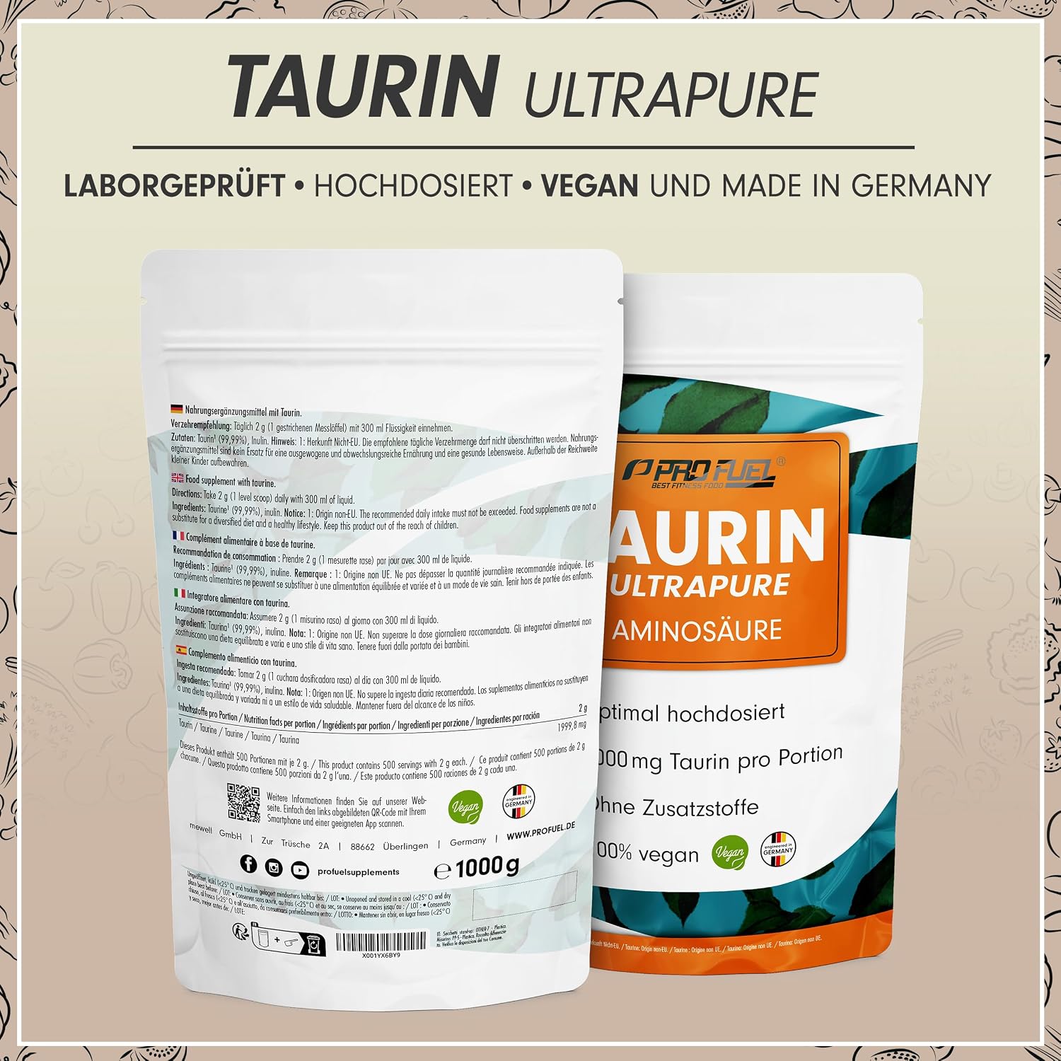 Thumbnail 5 de Taurin Pulver 1kg 2000 mg Tagesportion