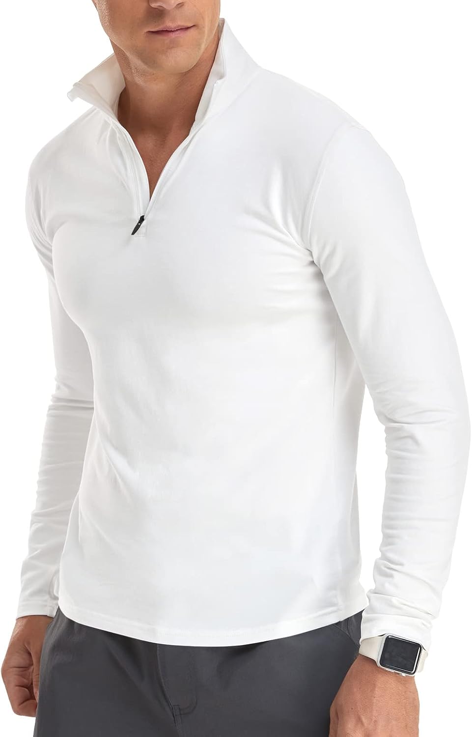 Detalle de KUYIGO Men's Long & Short Sleeve Polo Shirts 1/4 Zip – Slim Fit Cotton Casual Tops
