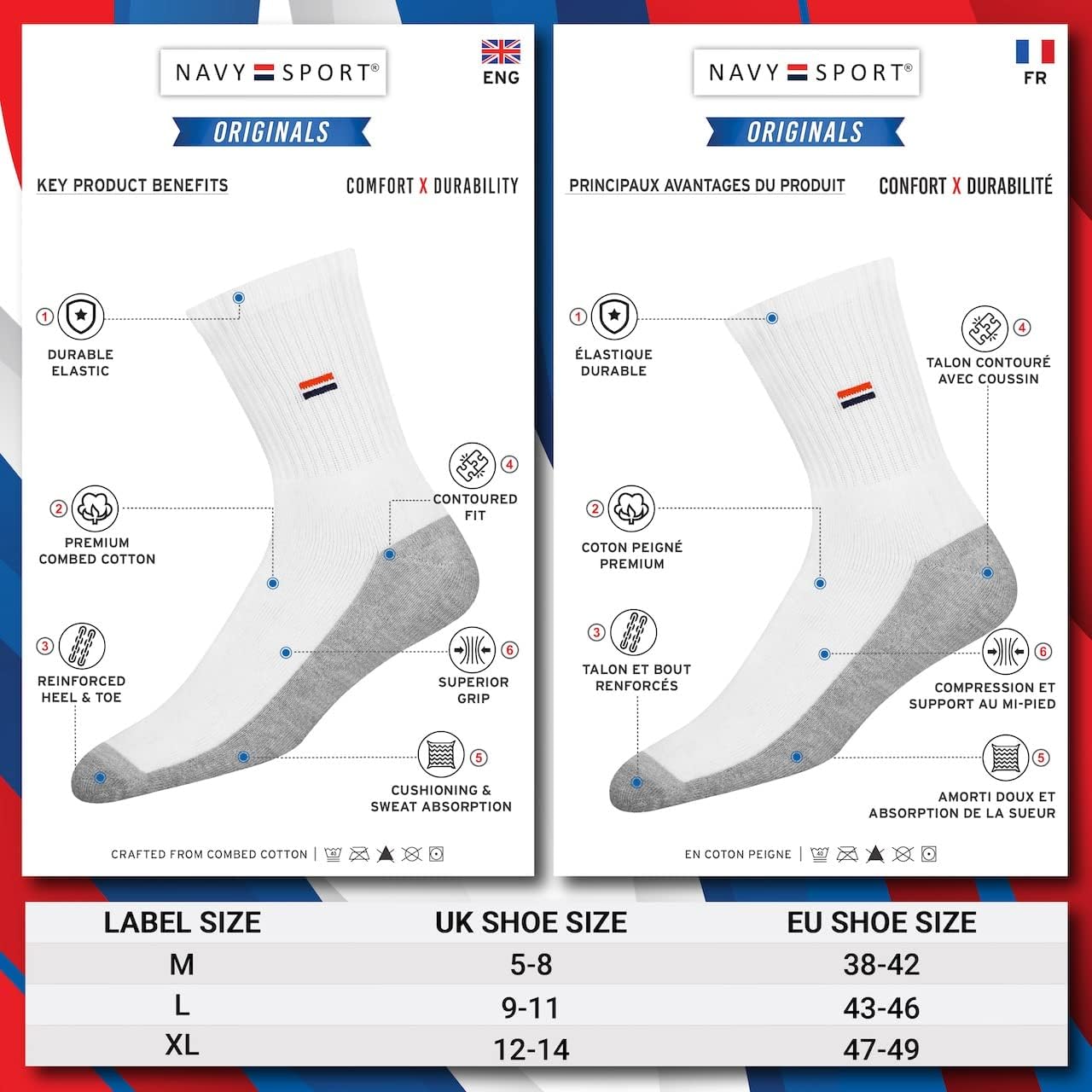 Thumbnail 1 de NAVYSPORT Chaussettes Sport Hautes Lot de 5