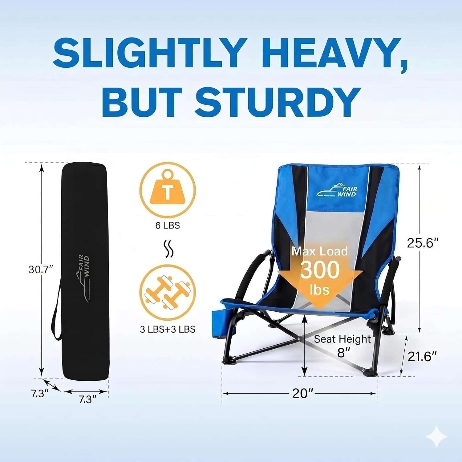 Detalle de FAIR WIND 2 Pack Beach Chair with Adjustable Umbrella