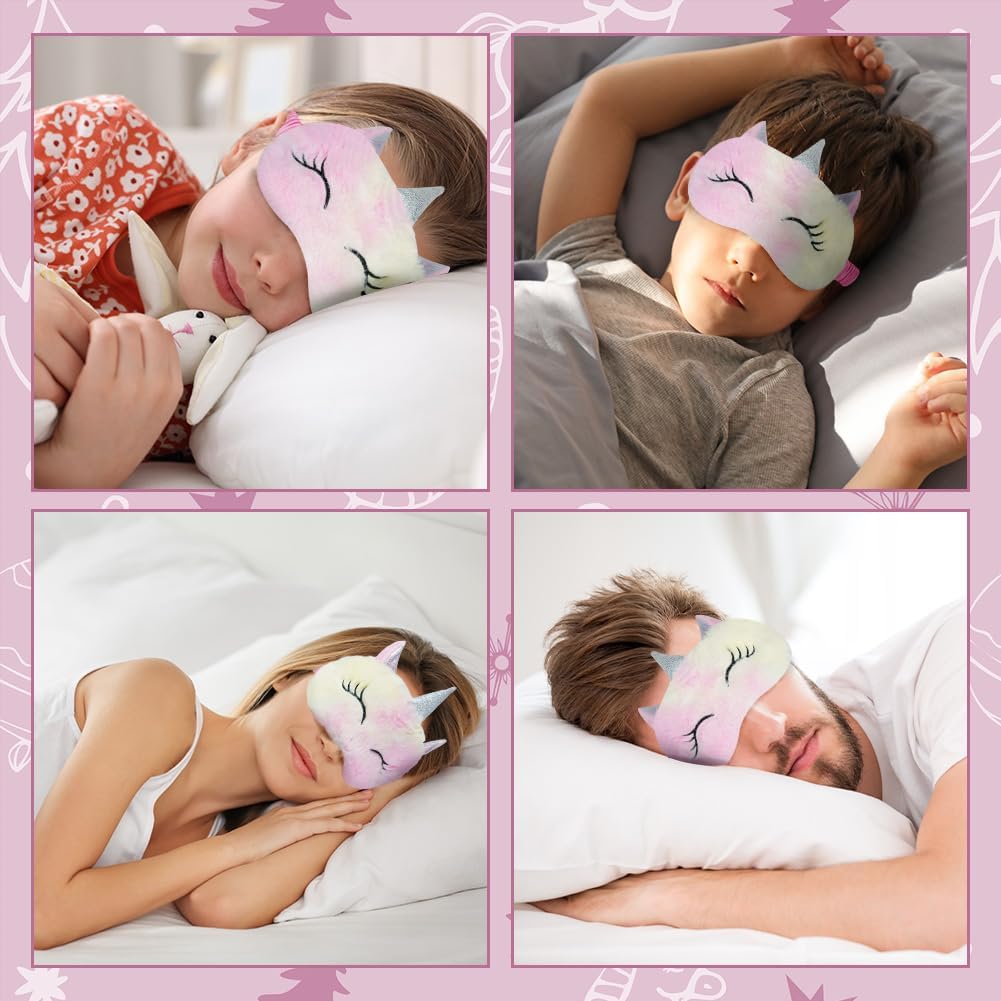 Detalle de ACWOO Maschera per dormire unicorno 3D in peluche, copricapo eyeshade morbida e traspirante per bambini e adulti