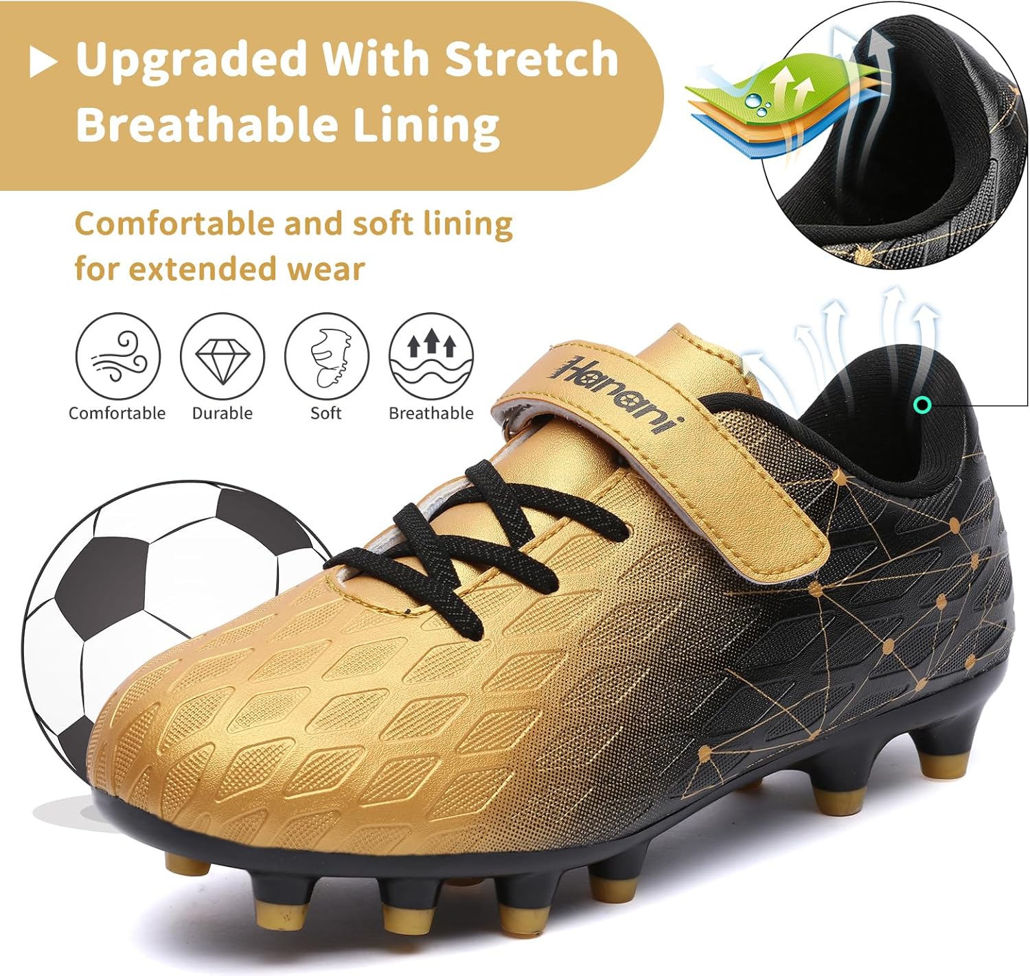 Thumbnail 3 de Kids FG/AG Football Boots with Hook-and-Loop Fastening (Unisex) – Synthesis Upper, Anti-Collision Toe