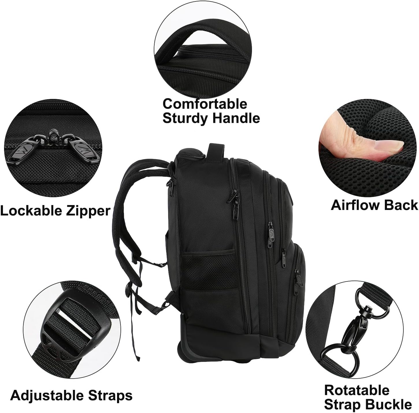 Thumbnail 3 de MATEIN Rolling Backpack: 17-Inch Water-Resistant Wheeled Laptop Backpack