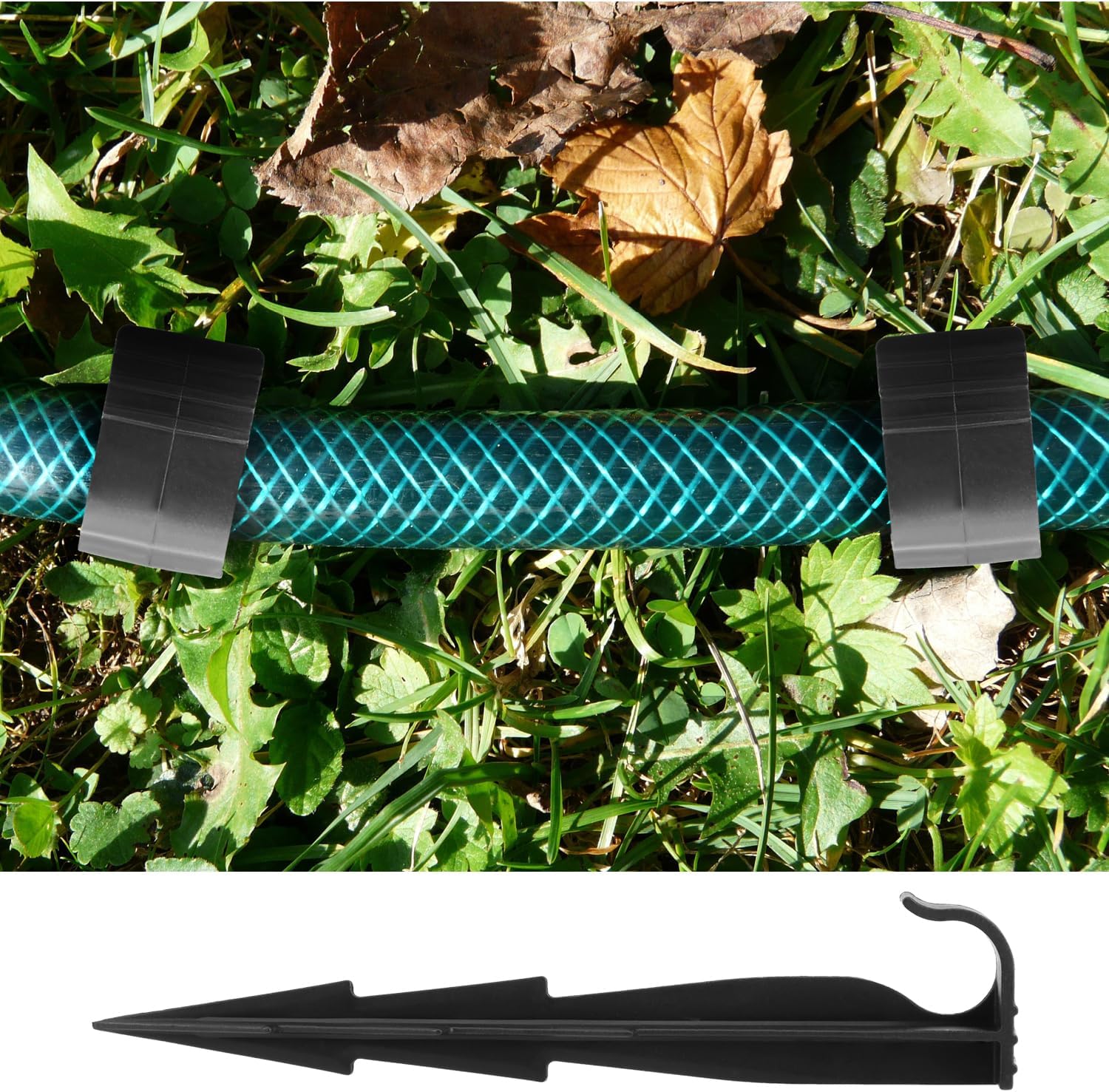 Detalle 2 de com-four® 50x ganci di fissaggio per tubi di irrigazione – picchetti di plastica per esterno
