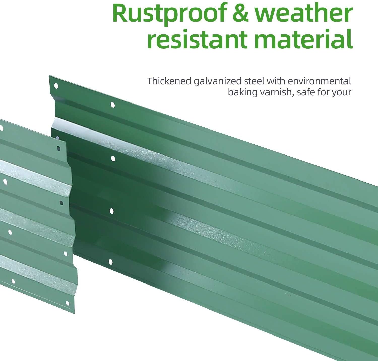 Thumbnail 4 de Ohuhu GRB-12 6×3×1 FT Green Raised Garden Bed, Reinforced Galvanized Steel