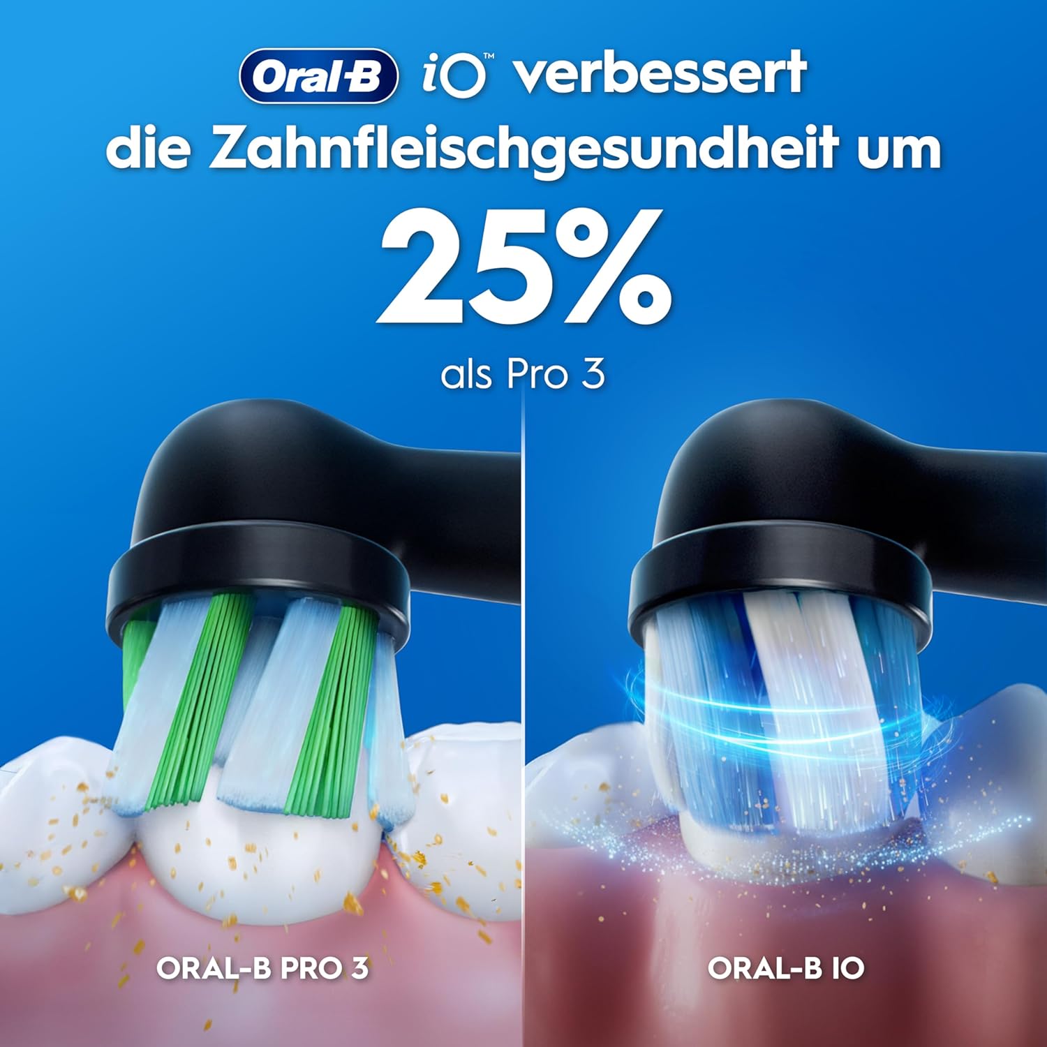 Detalle de Oral-B iO Series 2 Elektrische Zahnbürste – Doppelpack (Schwarz/Pink) mit 2 Aufsteckbürsten und Reise-Etui