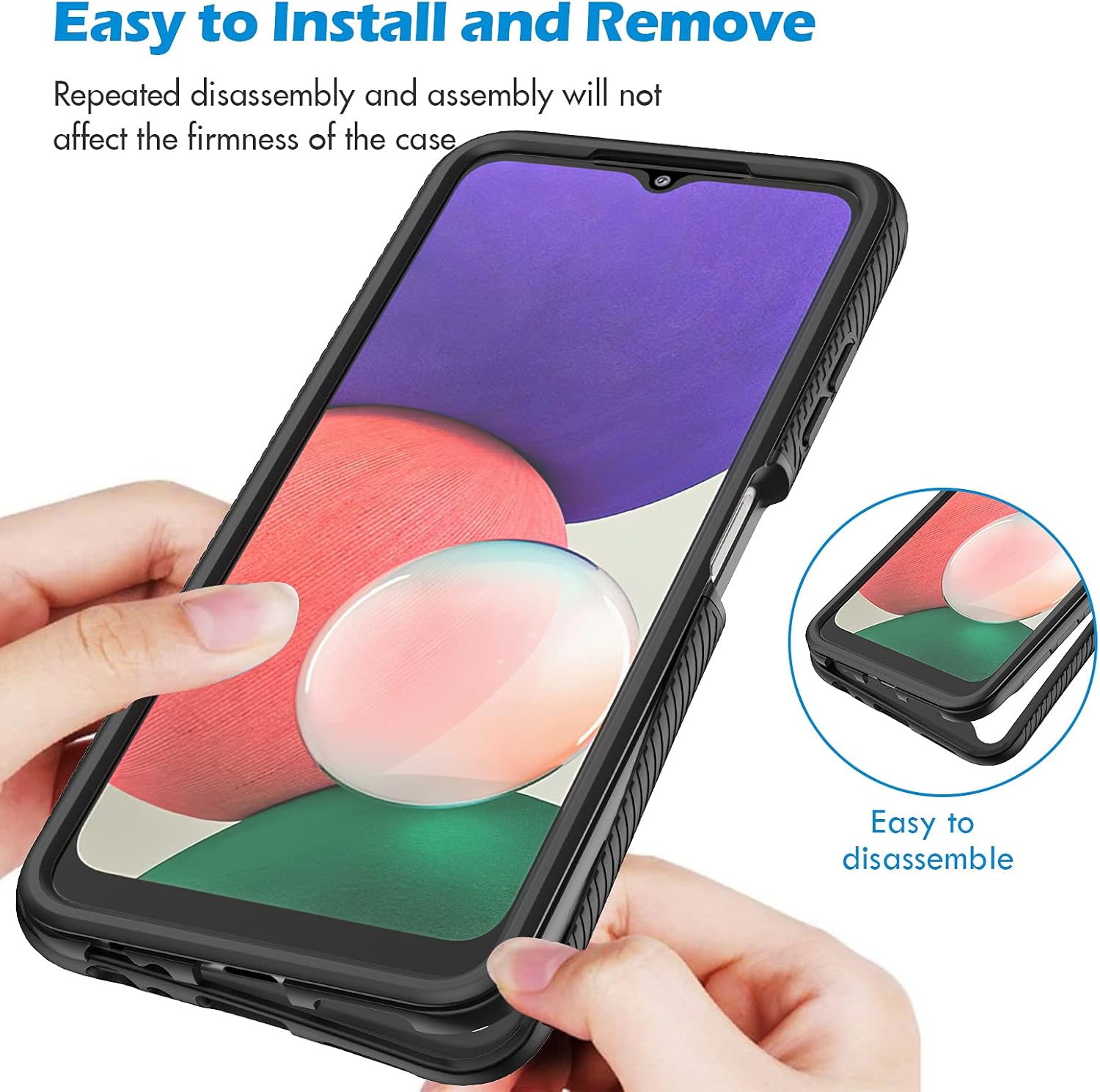 Thumbnail 4 de CENHUFO 360° Protective Case with Built-in Screen Protector for Samsung Galaxy A22 5G (Black)