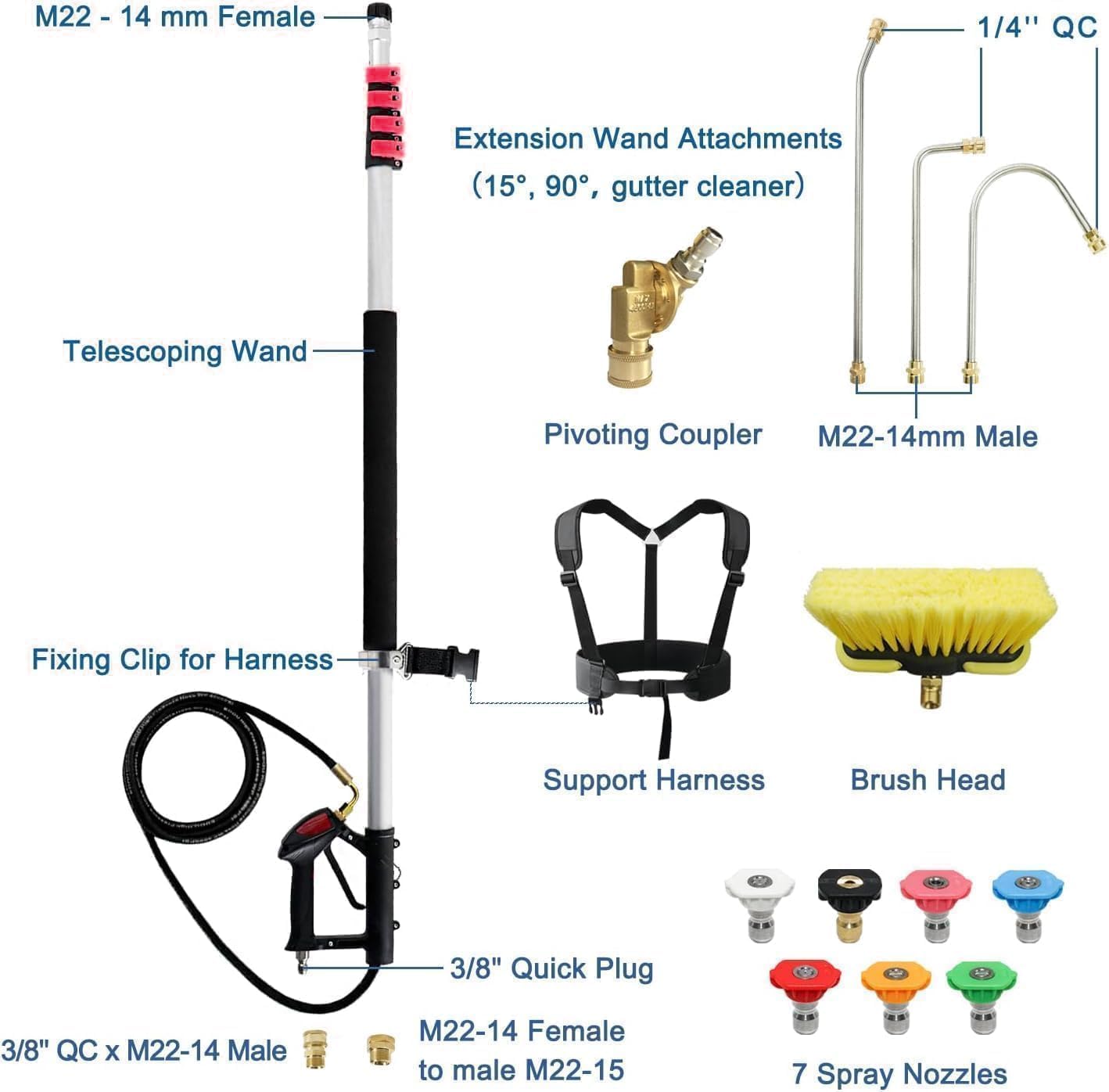 Thumbnail 4 de 24 FT Pressure Washer Telescoping Wand — 24 ft extension for power washers