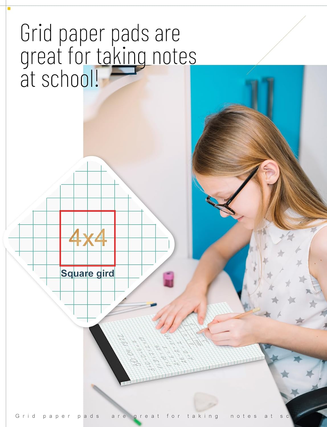 Detalle 2 de Zaviko 8.5 x 11 Graph Paper Pads, 4 Squares per Inch, 2-Pack