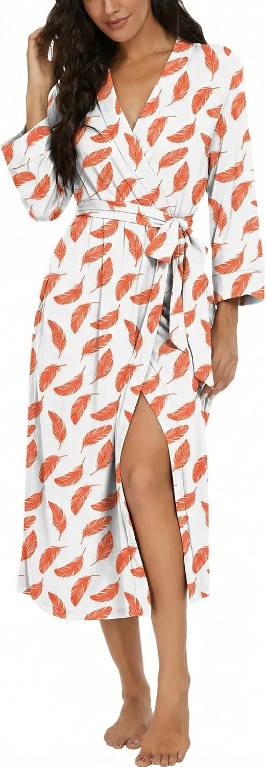 Detalle de VINTATRE Women Knit Bathrobe: Long Lightweight Bathrobe with Pockets