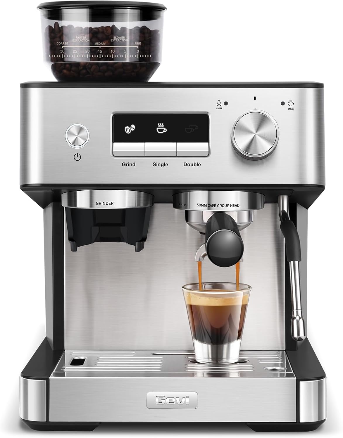 Detalle de Gevi 20 Bar Espresso Machine with Grinder