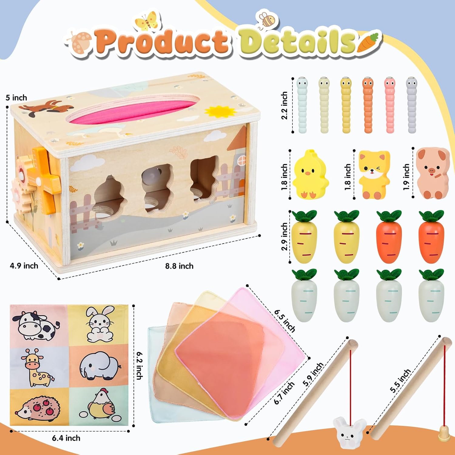 Thumbnail 5 de Joozmui Montessori Wooden Tissue Box Toy (6-in-1) for 1 Year Olds