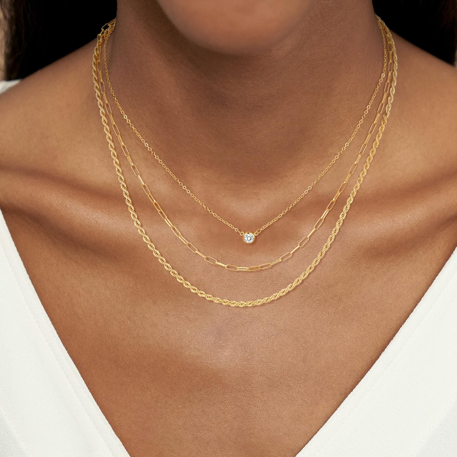 Detalle de CHESKY Layered Chain Necklace, 14K Gold-Plated Brass