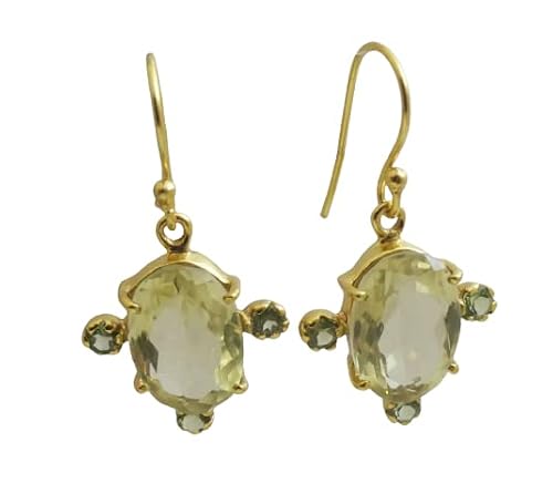 Thumbnail 3 de Zitronenquarz Peridot Ohrringe Silber 925 Vergoldet von Sophia Rose Jewellery