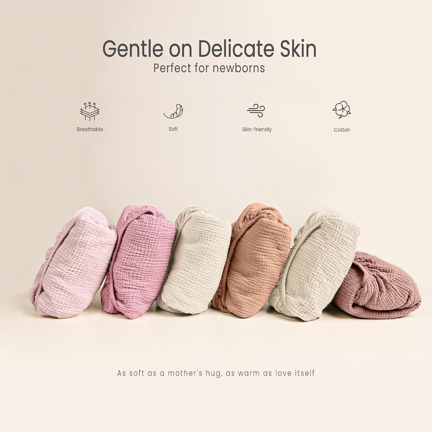 Thumbnail 1 de lulumoon CB-56 Muslin Crib Sheets, 52 x 28-Inch Cotton, 9-Inch Pockets, 2-Pack