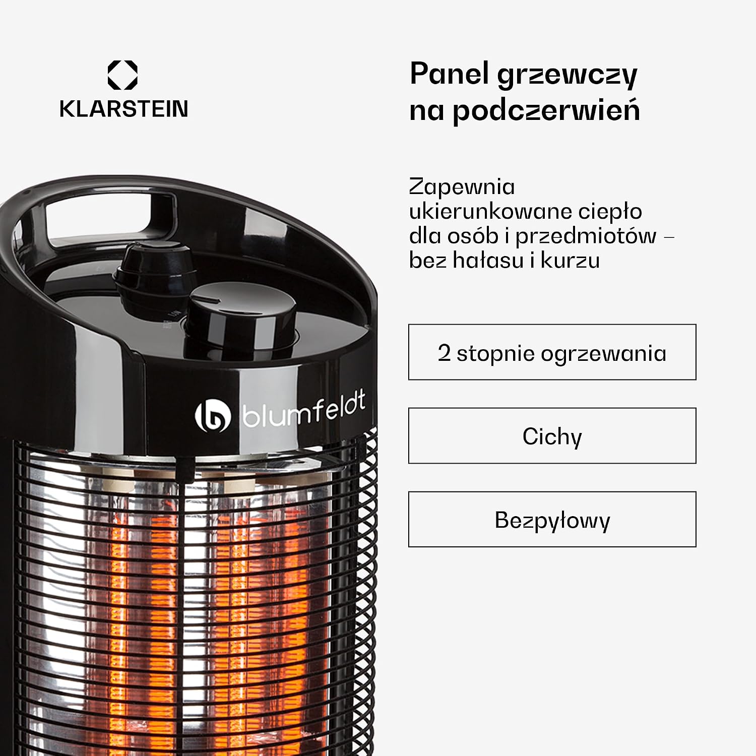 Detalle de blumfeldt Heat Guru 360 – promiennik podczerwieni 600/1200 W, oscylacja 360°