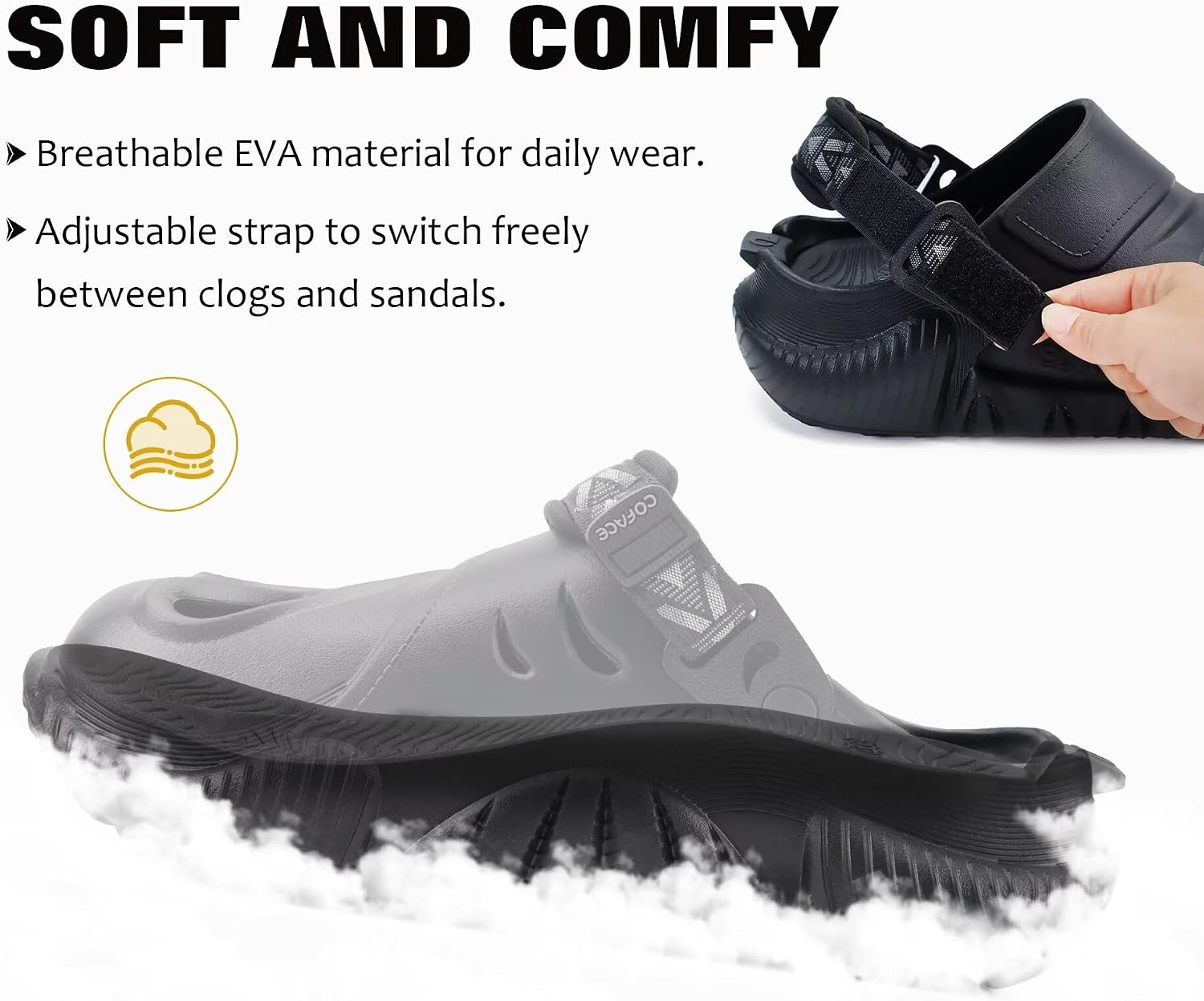 Thumbnail 4 de COFACE Mens Recovery Clogs: Orthopedic Arch Support & Thick Cushion Memory Foam Sandals
