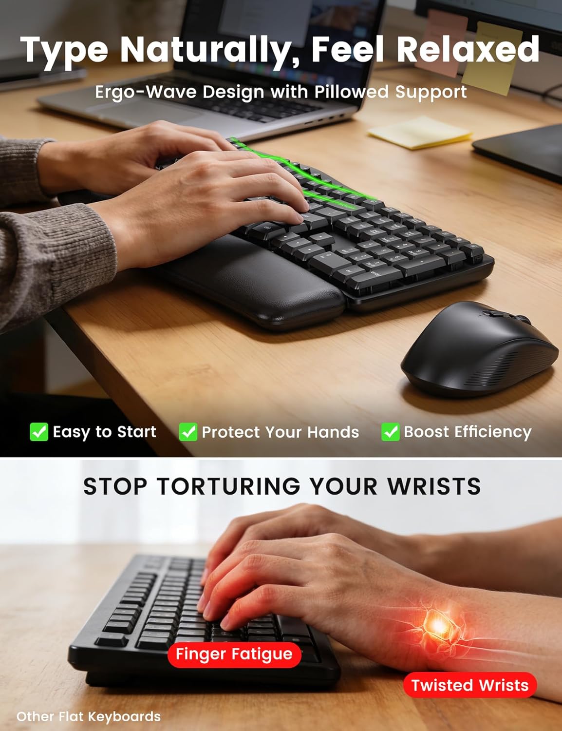 Thumbnail 1 de Sablute Ergonomic Wireless Keyboard and Mouse Combo 30dB ⌨️