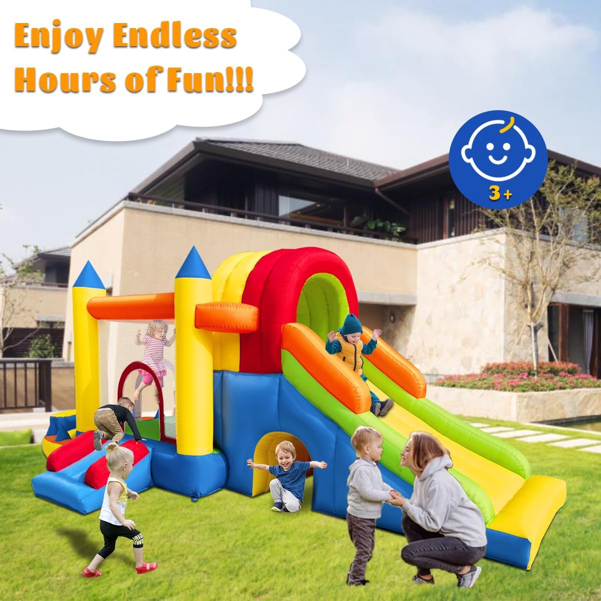 Detalle de Baralir Inflatable Bouncy Castle 8 in 1: Large Outdoor/Indoor Kids’ Play Centre with 2 Slides