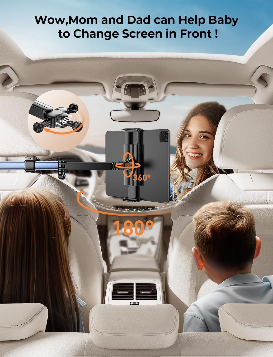 Thumbnail 3 de TRYONE Soporte Tablet Coche Reposacabezas 46 cm – 3 en 1 Extensible para iPad, Switch y más