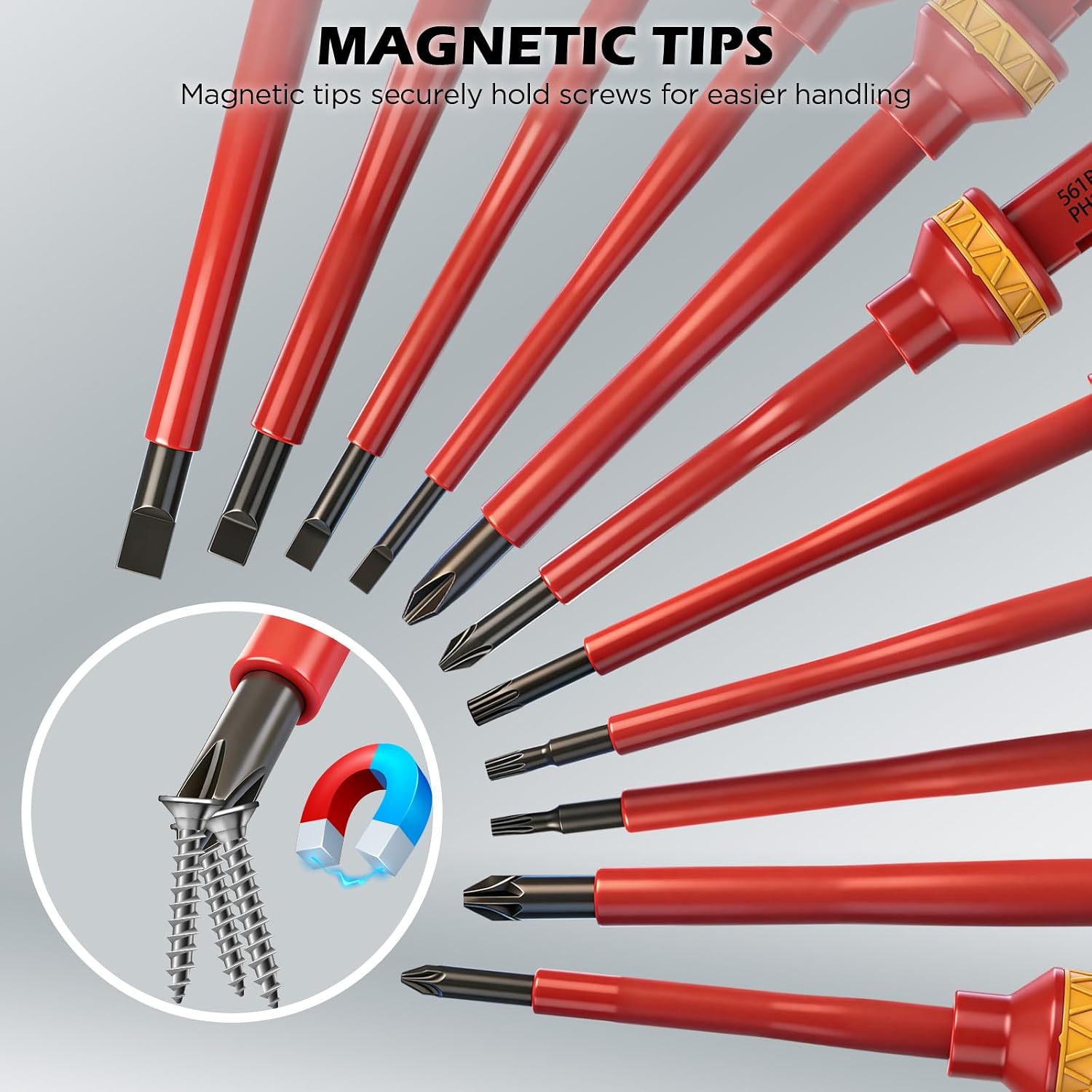 Detalle de SEDY 94310 13-Piece Insulated Screwdriver Set with Magnetic Tips