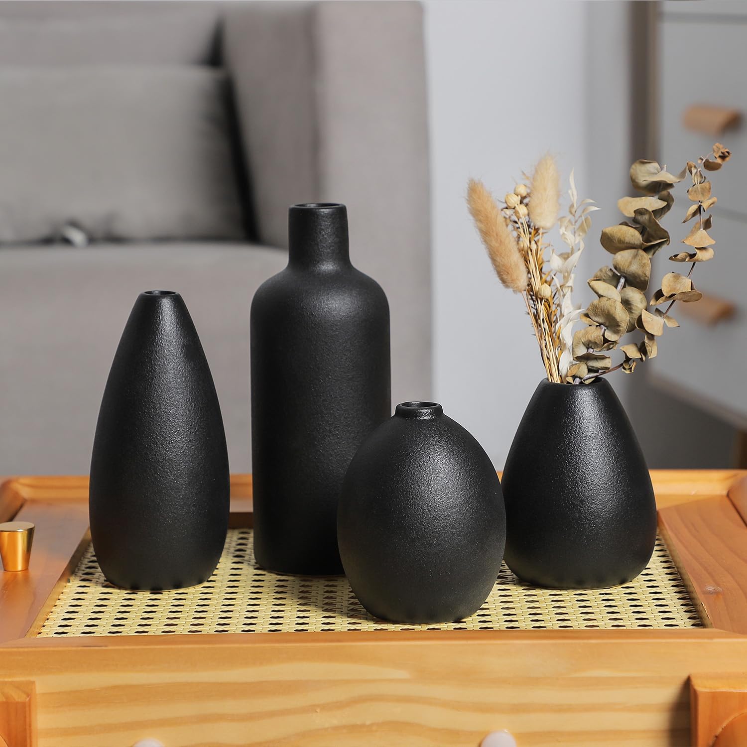 Thumbnail 5 de Set de 4 petits vases en céramique blanche CEMABT (style minimaliste, texture givrée)