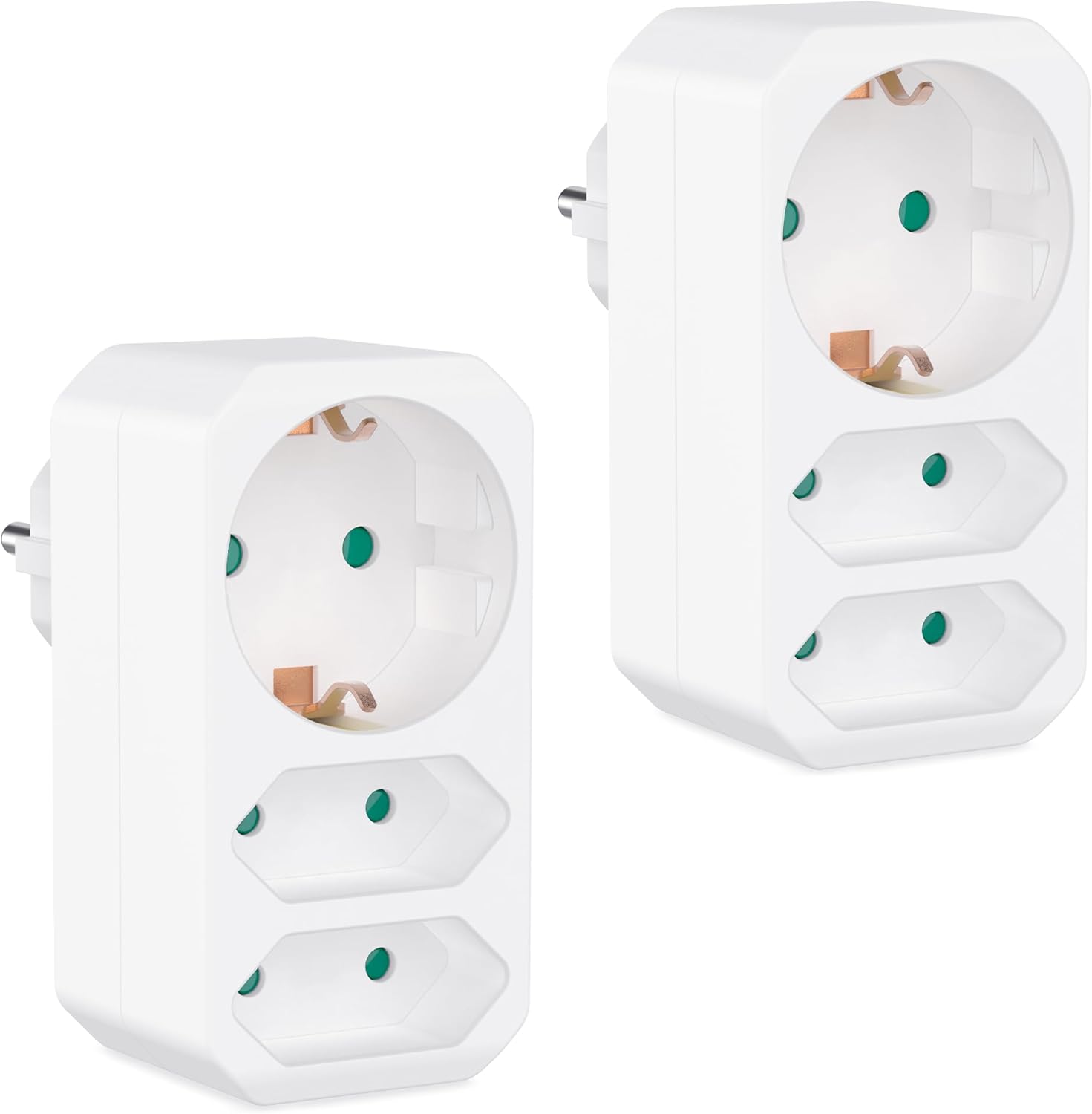 benon 2er-Set Mehrfachstecker weiß mit Kindersicherung – 2 Euro + 1 Schuko, bis 3 Geräte