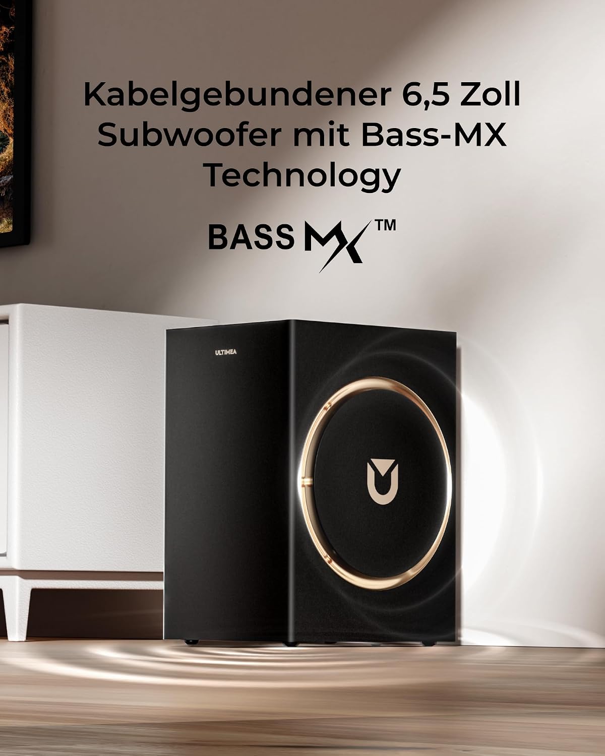 Detalle de ULTIMEA Soundbar 3.1.2 mit 6,5-Zoll-Subwoofer, HDMI eARC & Bluetooth 5.4 (Skywave F30 Boom) – Heimkino für TV